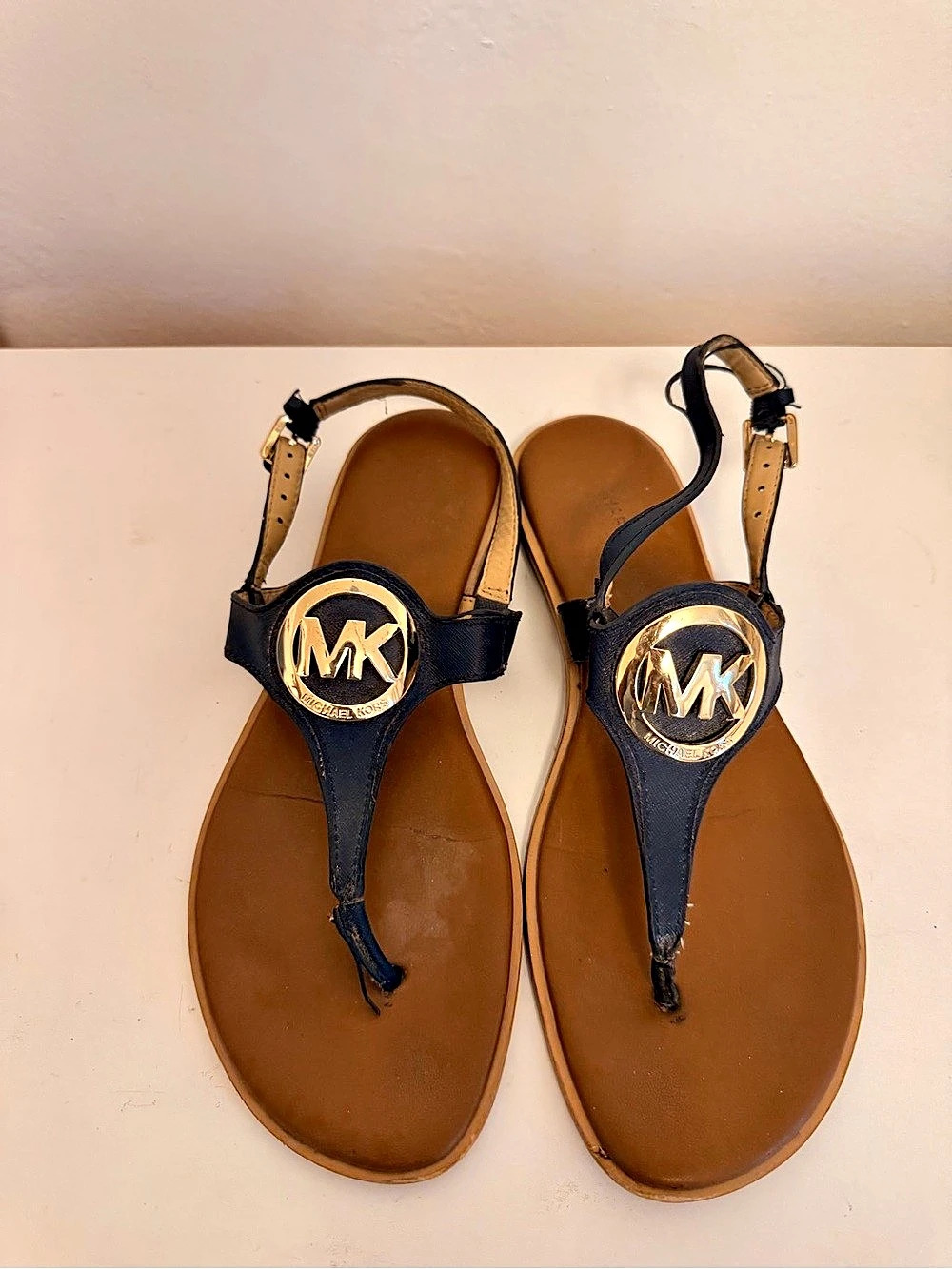 Michael Kors Women's Blue & Brown Logo Sandals
